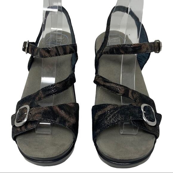 Dansko Sandi Leather Sandals In Iridescent Coffee Swirl Women's Size 40 - Picture 11 of 11